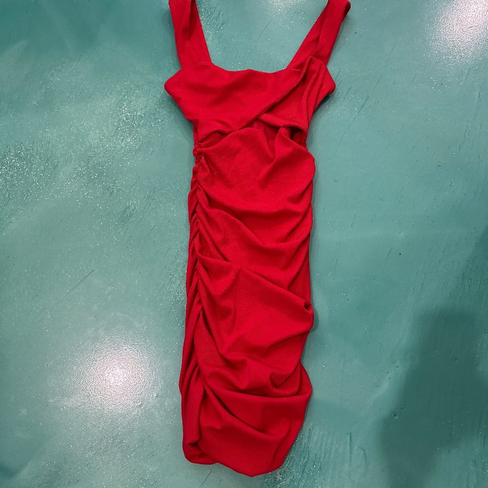 Red party Dress with cutouts